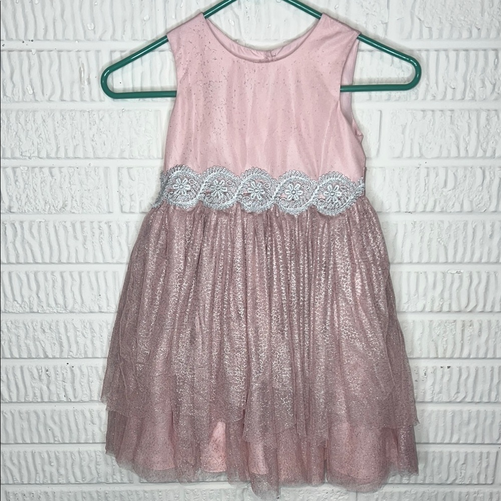 Laura Ashley Pink Sleeveless Kids Dress with Lace Detail